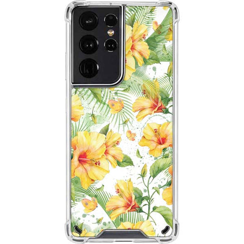 Yellow Hibiscus Galaxy S21 Ultra 5G Clear Case